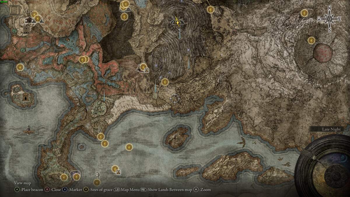 Elden Ring Shadow of the Erdtree Count Ymir: map with path to finger ruins.