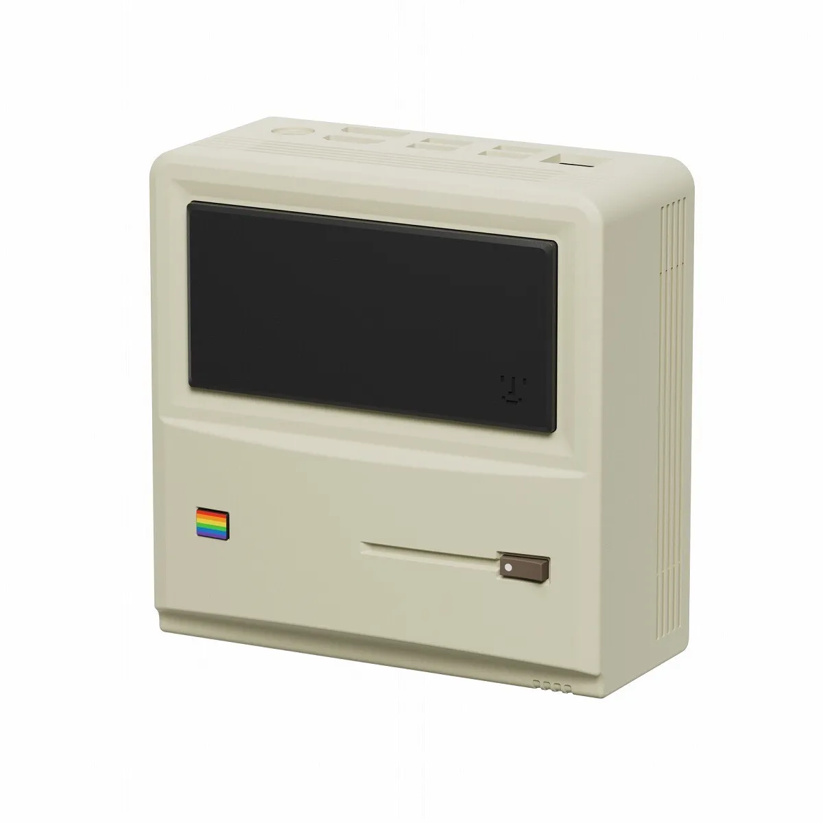 Vintage personal computer with color logo on a white background, Auto Draft.