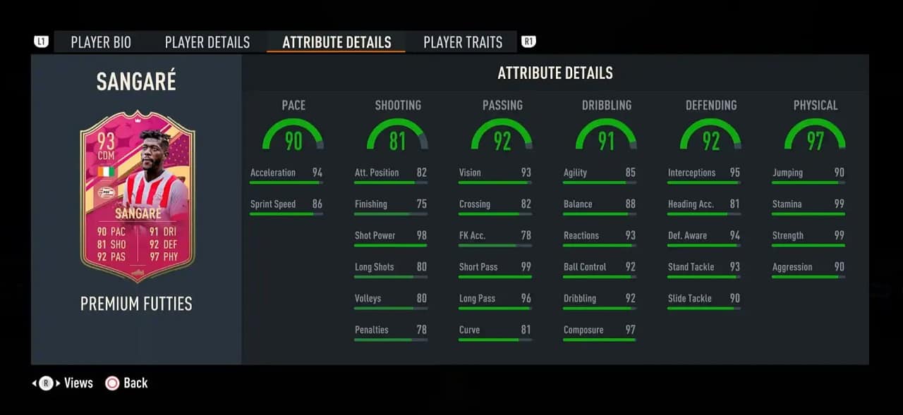 sangare premium futties player profile fifa 23
