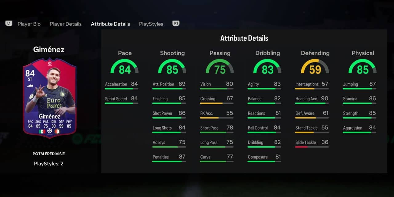 santiago gimenez potm player profile fc 24