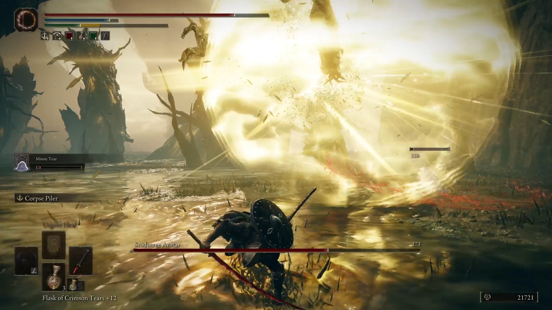 elden ring scaudtree boss guide - the scadutree glows gold to explode