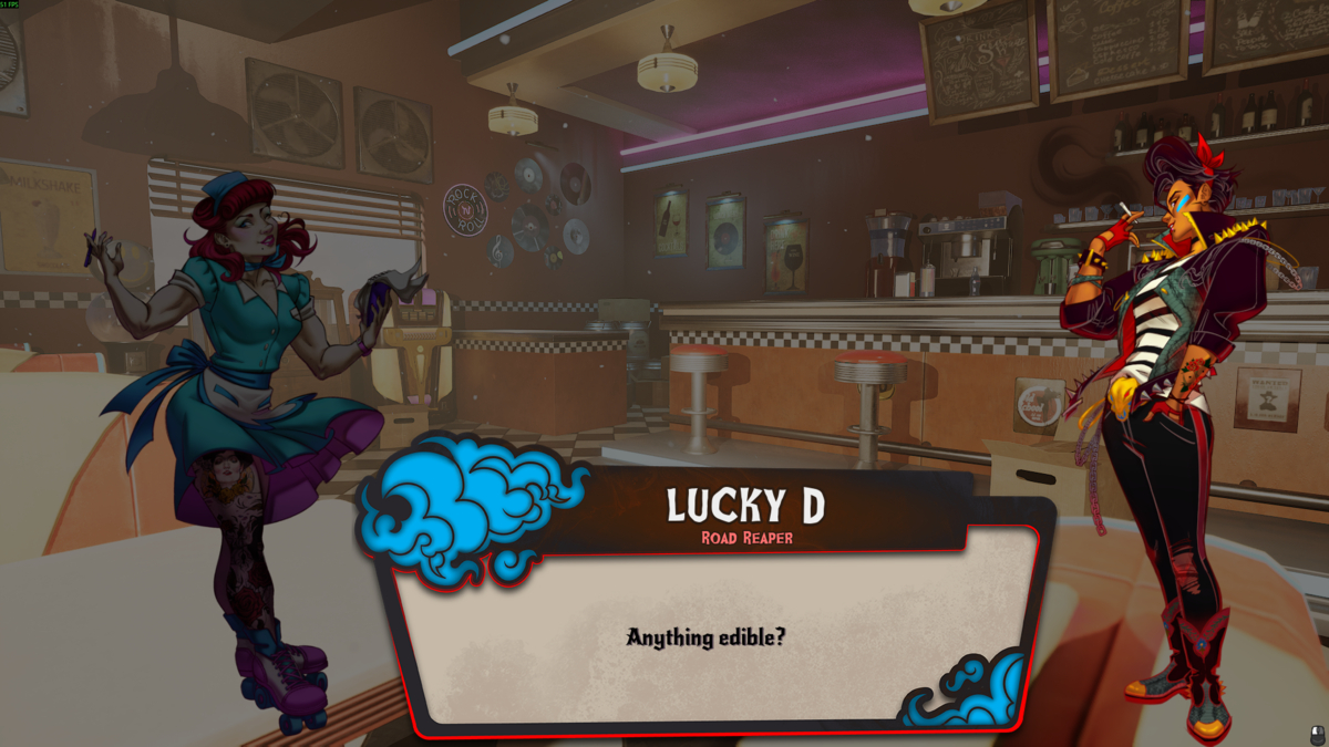 Scaravan 66: characters talking in a diner.