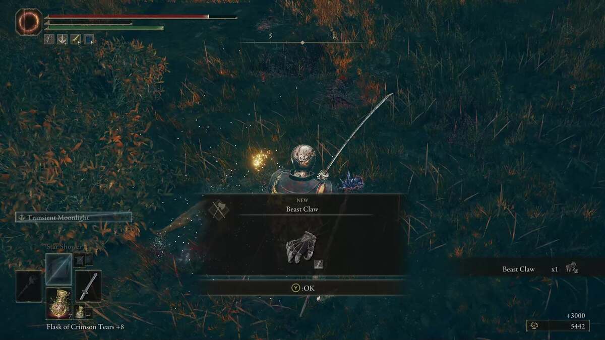Shadow of the Erdtree Beast Claw Logur: A player receiving the Beast Claw drop after defeating Logur.