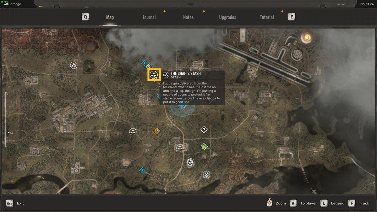 Best early game weapons in Stalker 2: Garbage region map.