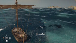 A player is able to loot fish while in a ship in Skull and Bones