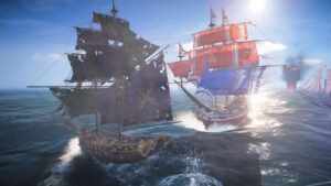 Two ships engage in warfare in Skull and Bones