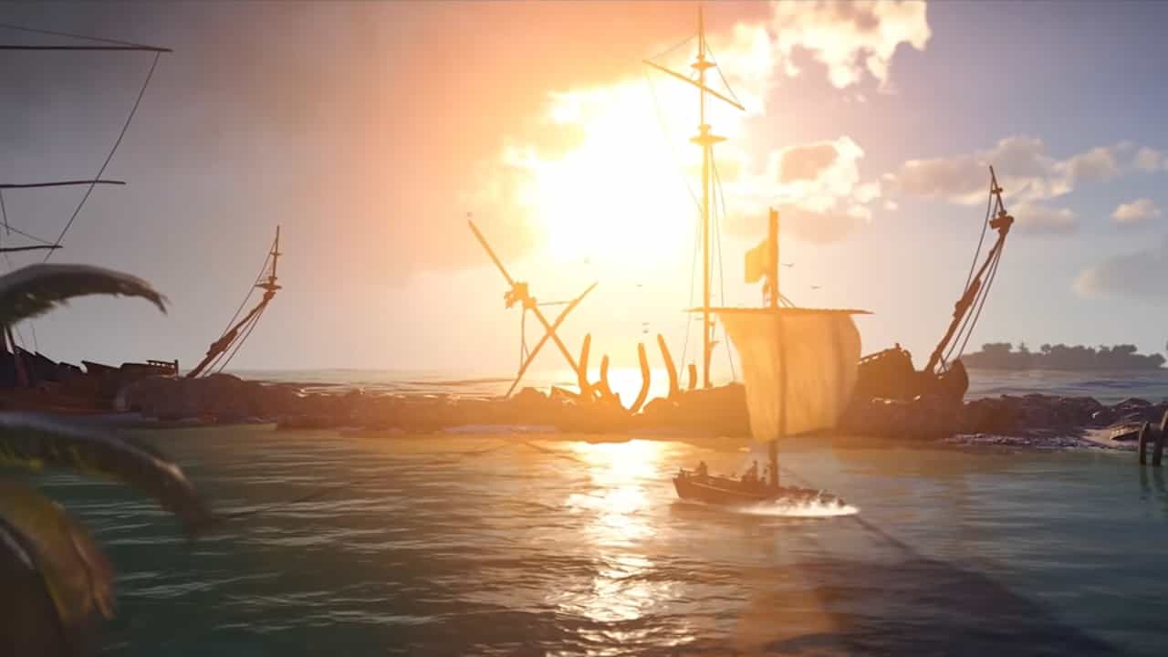 A small pirate ship in Skull and Bones