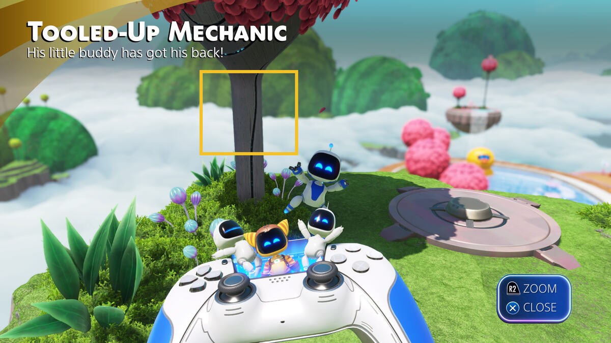 Astro Bot Sky Garden: Astro Bot exploring the Sky Garden.