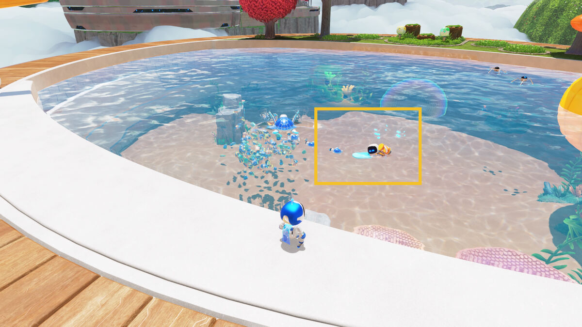 Astro Bot Sky Garden: Astro Bot exploring the Sky Garden.