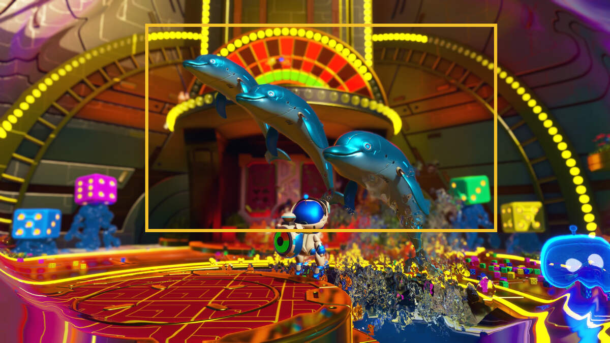 Astro Bot Slo-Mo Casino: Astro exploring the casino.