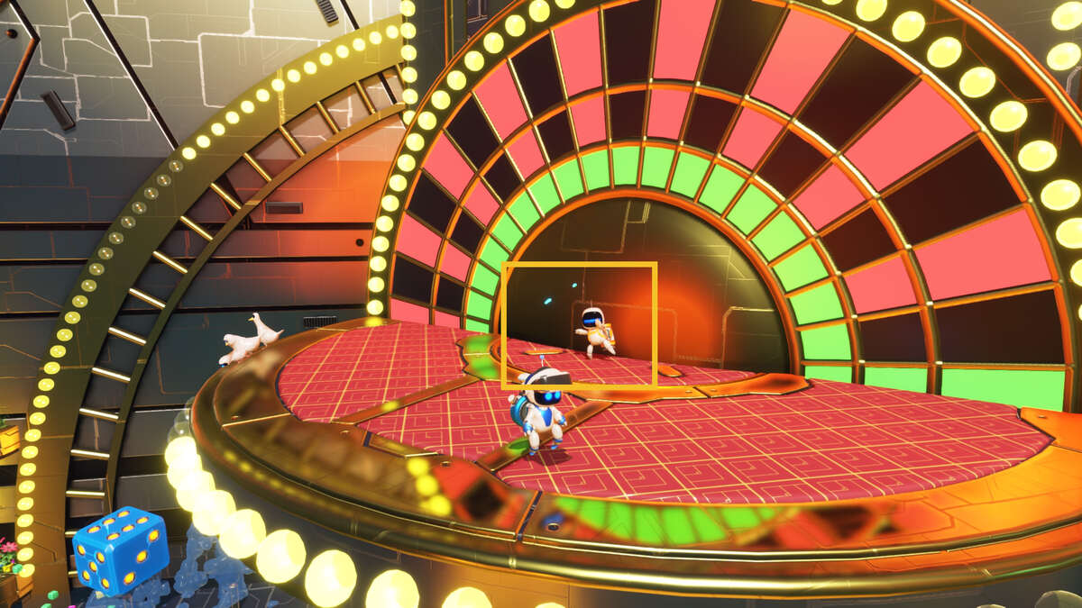 Astro Bot Slo-Mo Casino: Astro exploring the casino.