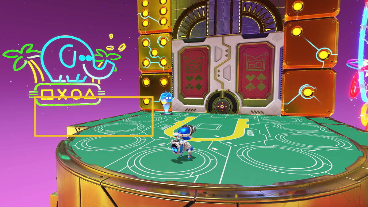 Astro Bot Slo-Mo Casino: Astro exploring the casino.