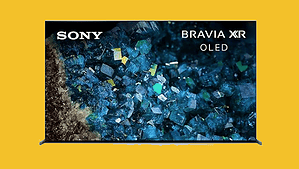 The Sony BRAVIA XR OLED on a yellow background showcasing Auto Draft technology.