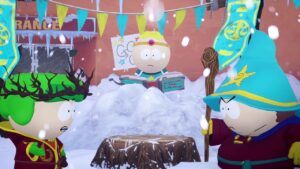South Park Snow Day couch coop - An image of Kyle, Butters, and Eric in the game.