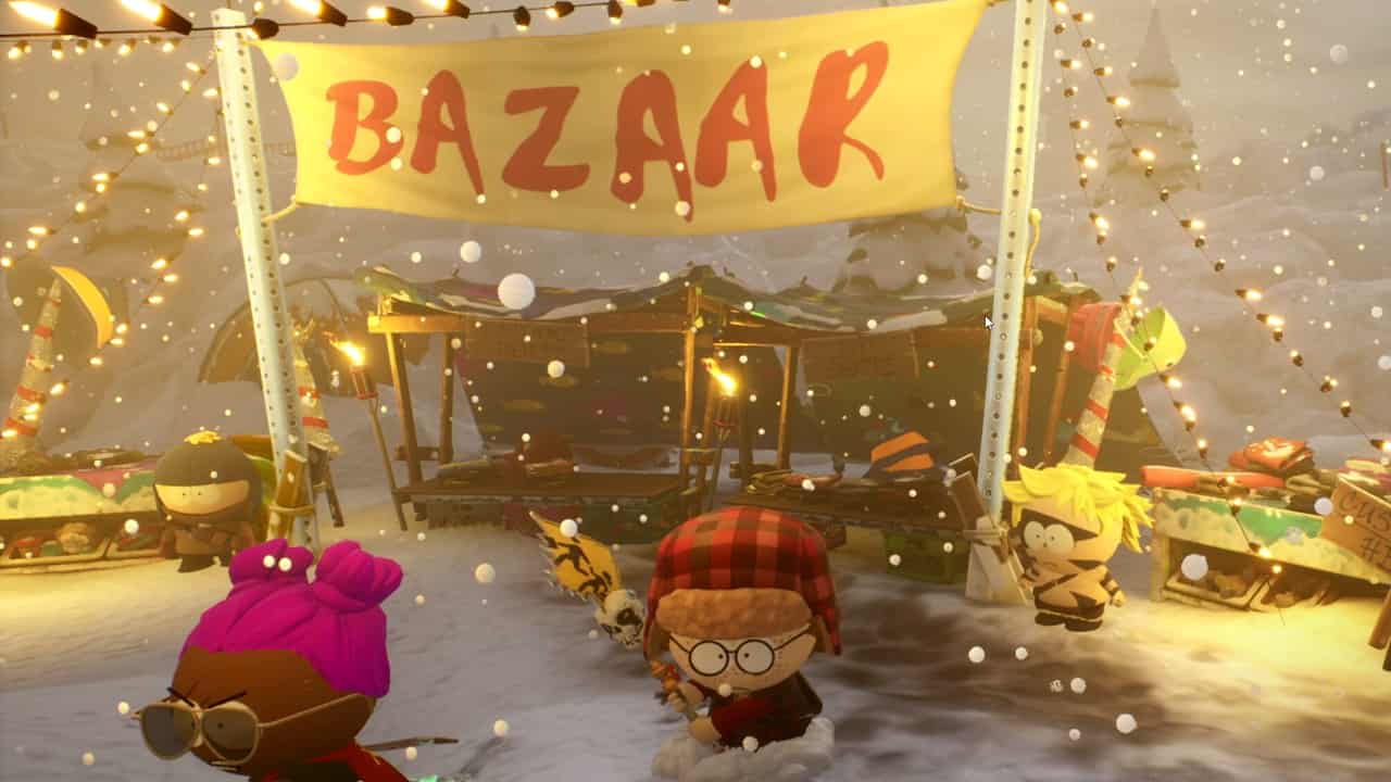 South Park Snow Day crossplay - An image of the Bazaar in the game.