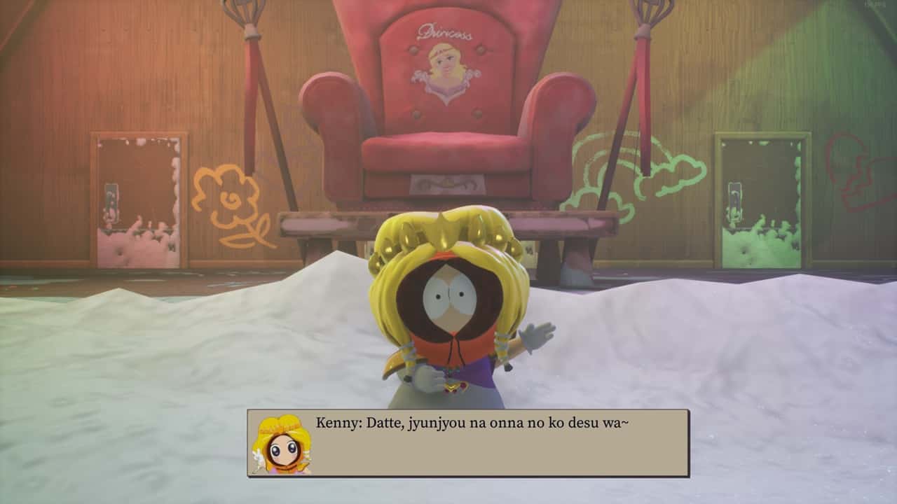 South Park Snow Day mission list: An image of Kenny in the game. Image captured by VideoGamer.