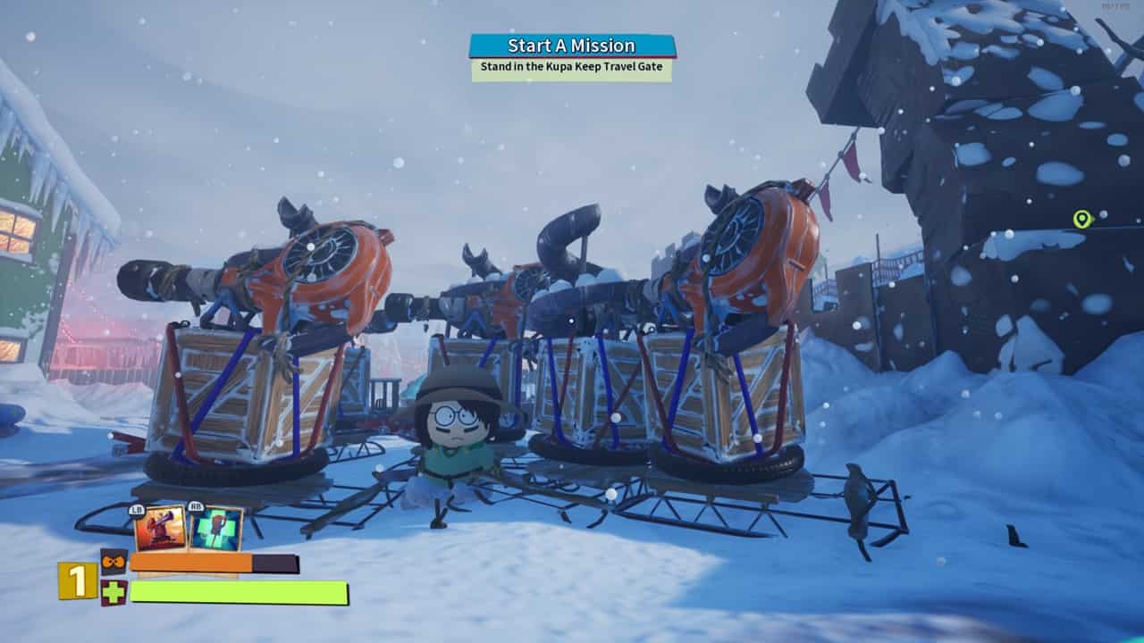 South Park Snow Day powers: An image of the Snow Turret in the game. Image captured by VideoGamer.