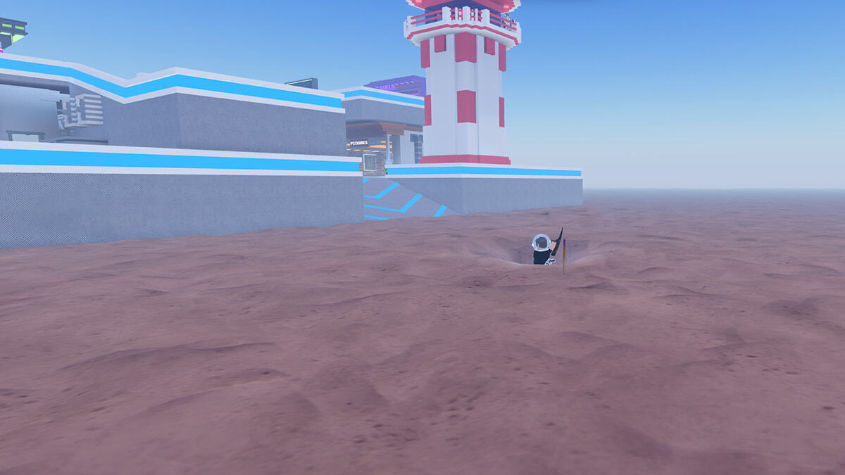 A Space Extractors player digging for something on Planet X.