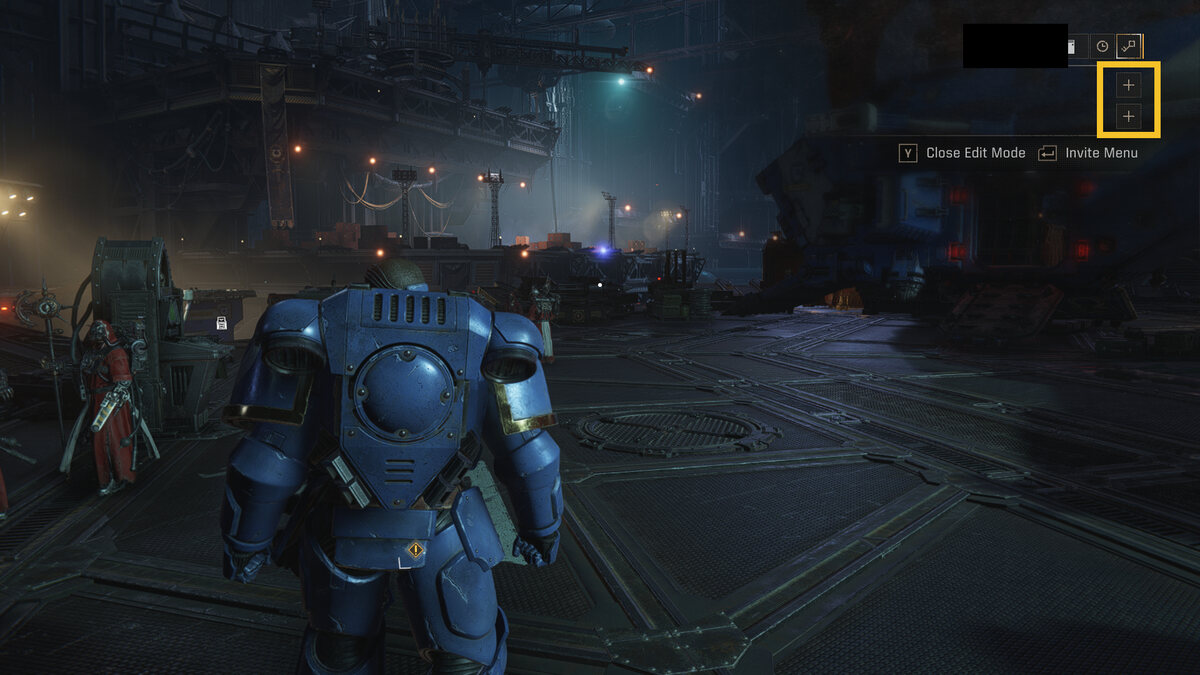 Space Marine 2 co-op: Titus on the Launch Pad abroad the Battle Barge.