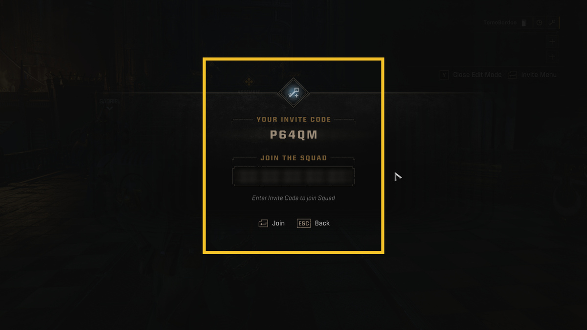 Space Marine 2 crossplay: Invite Menu.