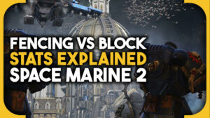 Space Marine 2 fencing blocking: space marines standing on an alien planet.