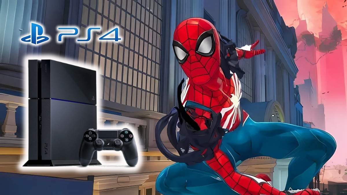 Spider-Man in Marvel Rivals next to PS4