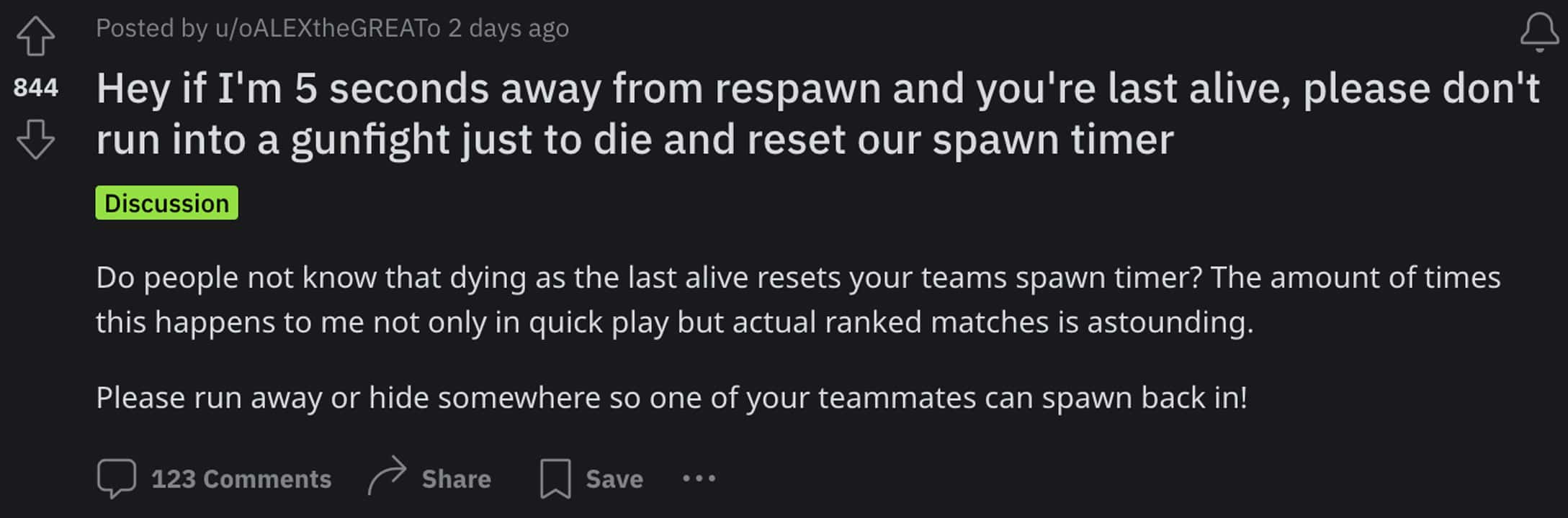 A screenshot of a message that says it's time to respawn after The Finals team made a mistake in their gameplay.