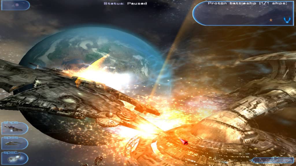 games like homeworld 3 - a battle takes place in space as two large ships collide