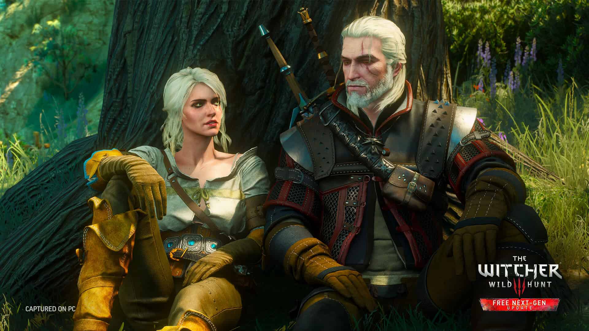 games like ghost of tsushima - a man and a woman with white hair sit by a tree