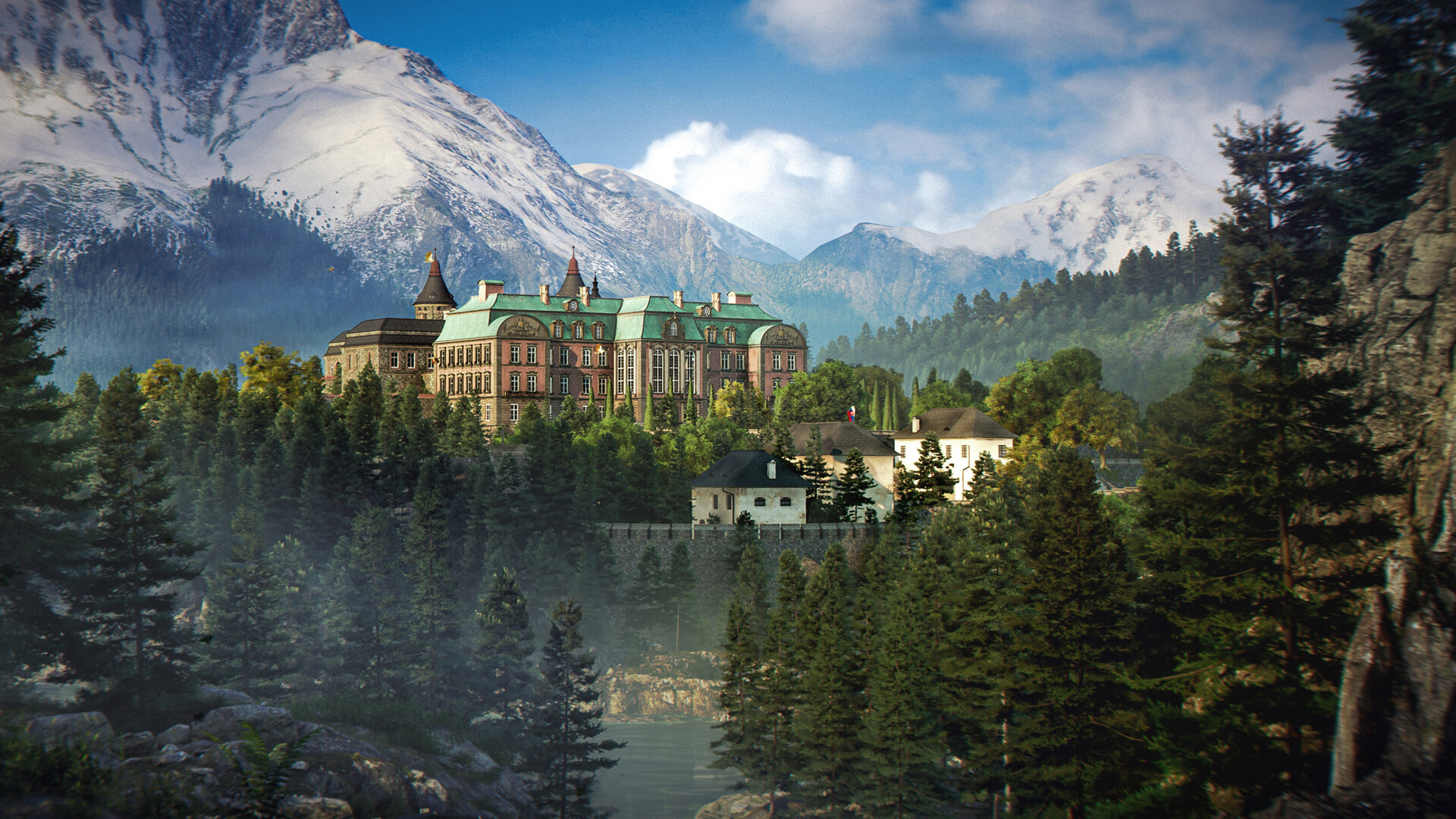 007 First Light - A gorgeous European manor near a mountain