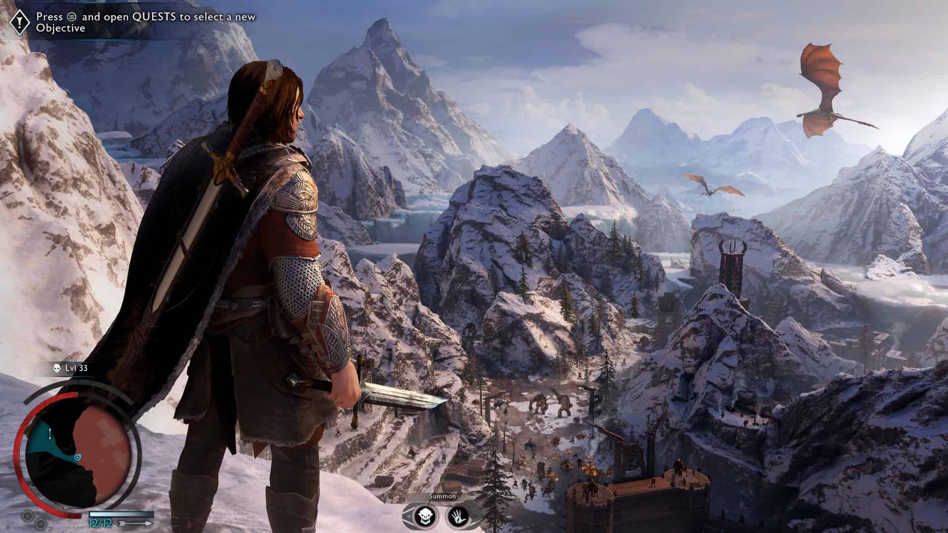 games like ghost of tsushima - a man stands with a cape looking over a snowy landscape