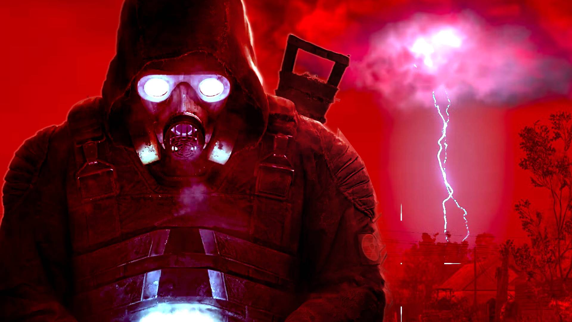 A stalker 2 character looking at an artifact while standing in an emission