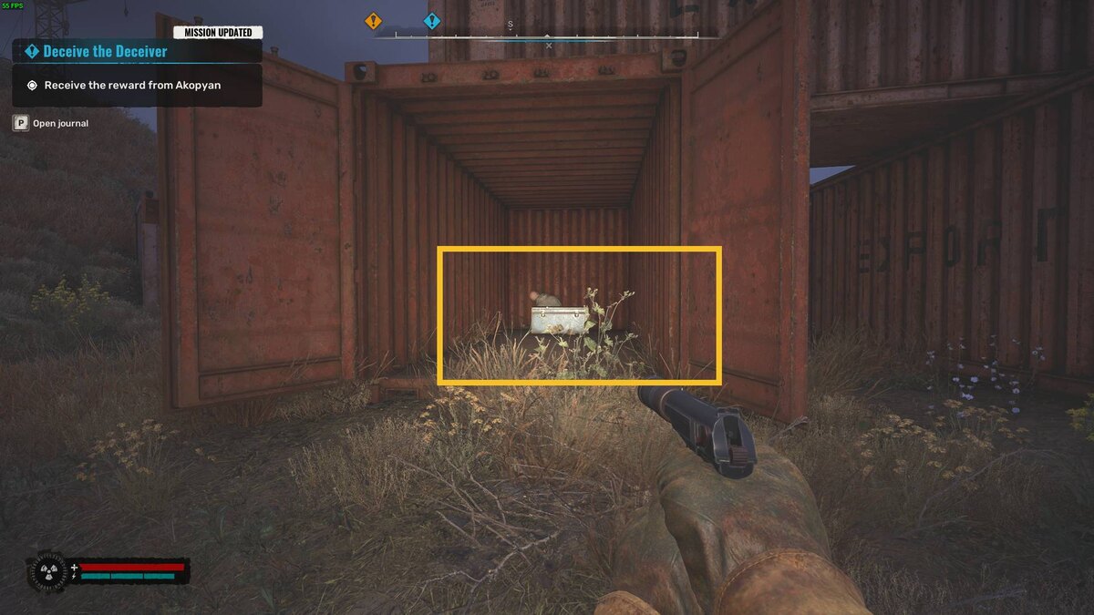 Stalker 2 Deceive the Deceiver: Zakhar in a red container.