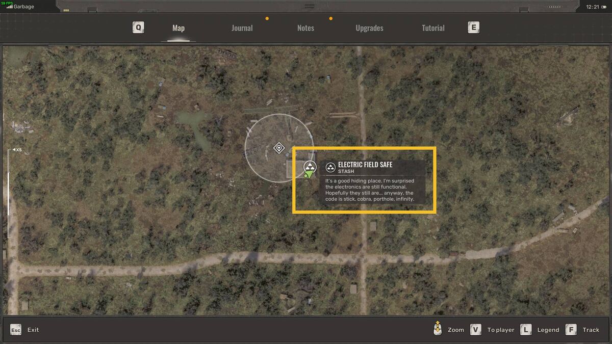 Stalker 2 Electric Field Safe: map of the Garbage region.