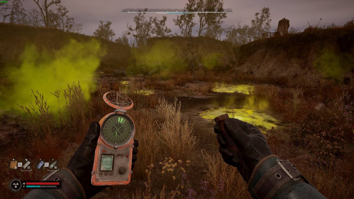 Stalker 2 Liquid Rock: Stalker exploring an acid anomaly.