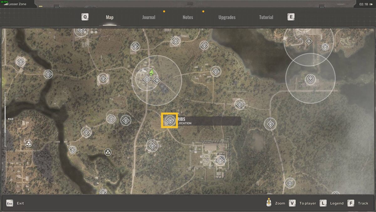 Stalker 2 Whirlwind: gravitational anomaly location on the map.