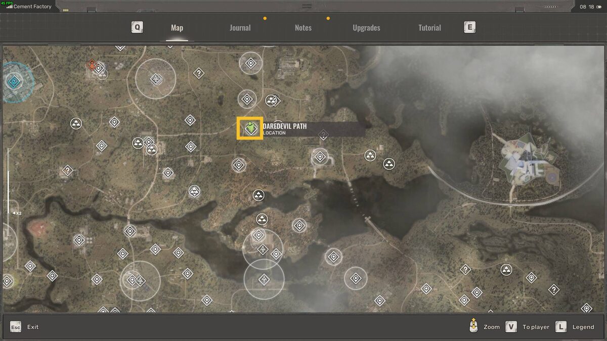 Stalker 2 Whirlwind: gravitational anomaly location on the map.