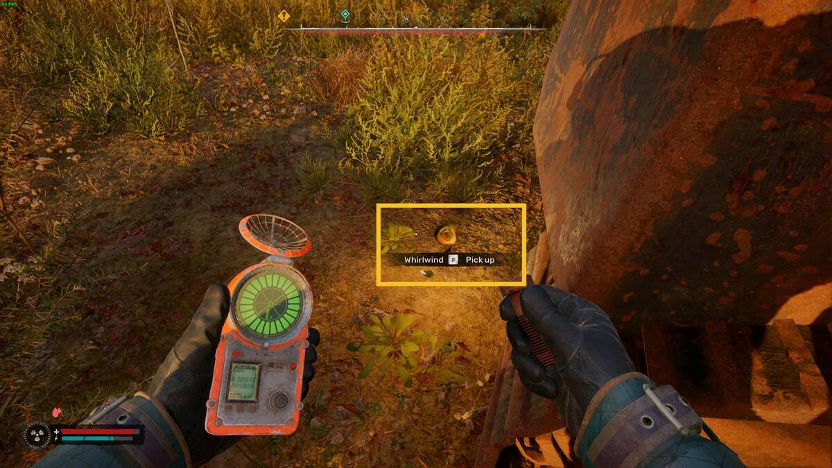 Stalker 2 Whirlwind: gravitational anomaly location on the map.