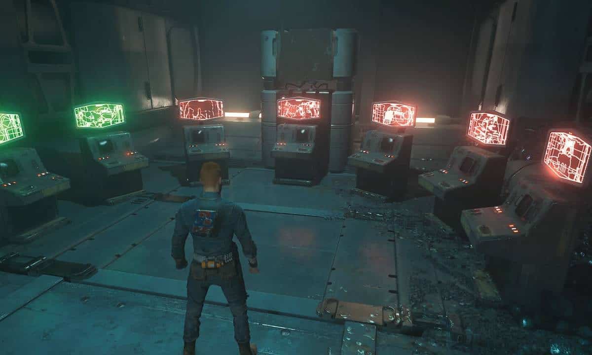 Star Wars Jedi Survivor Alignment Control Center: The screens on your left as you enter the facility.