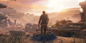 Star Wars Jedi Survivor crossplay - Cal overlooking large canyon.