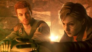 Star Wars Jedi Survivor review: Cal watching as Merrin creates something using her telekinesis abilities.