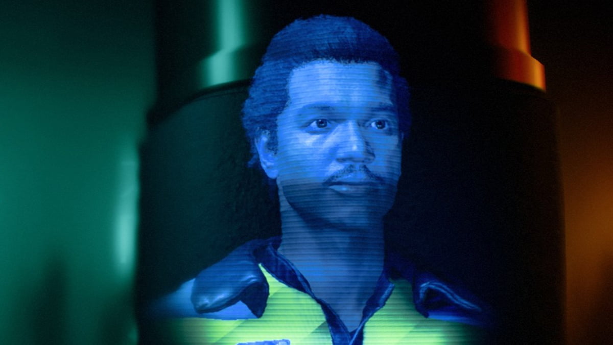 Image of a holographic projection of Lando, an Expert in Star Wars Outlaws.
