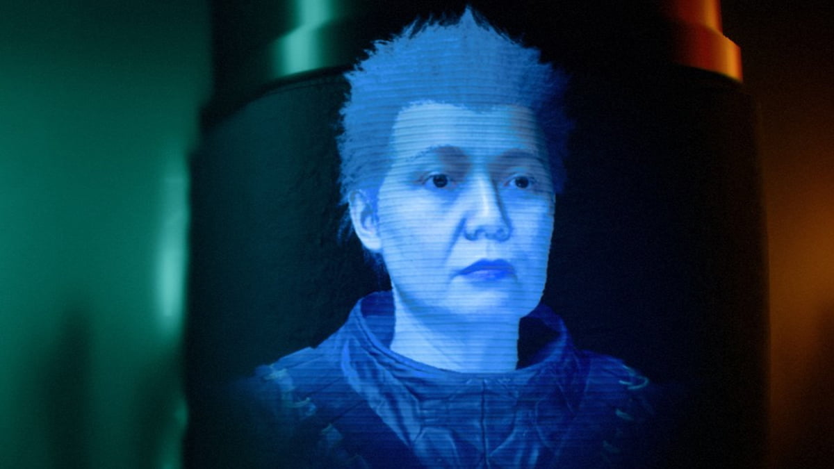 Image of a holographic projection of Rooster, an Expert in Star Wars Outlaws.