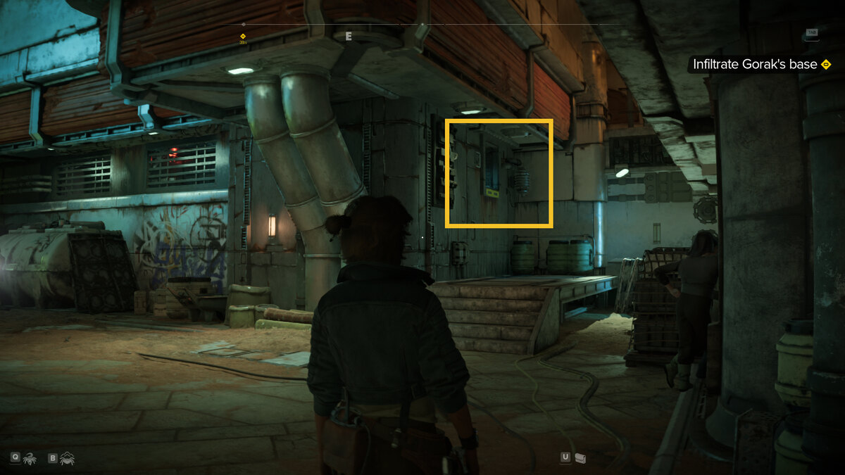 Star Wars Outlaws how to infiltrate Gorak's base: Kay in the Pyke Syndicate district.
