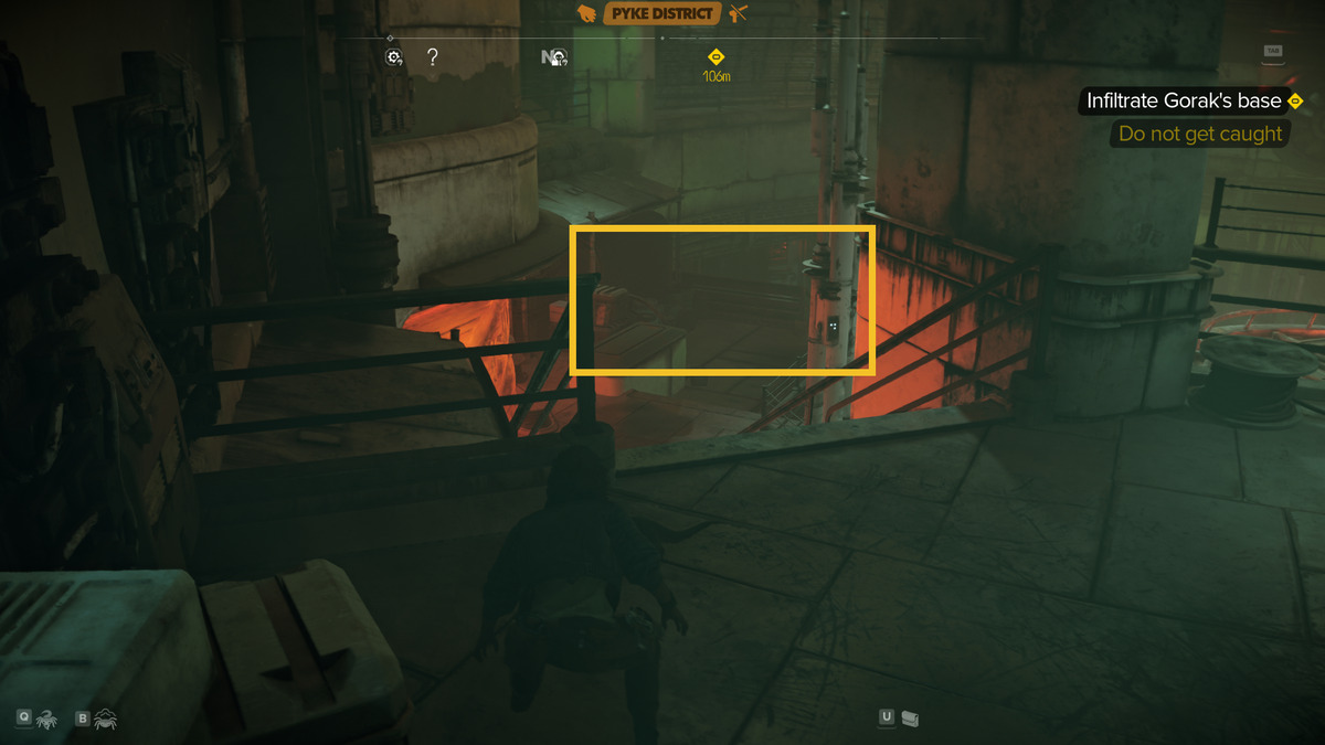 Star Wars Outlaws how to infiltrate Gorak's base: Kay in the Pyke Syndicate district.