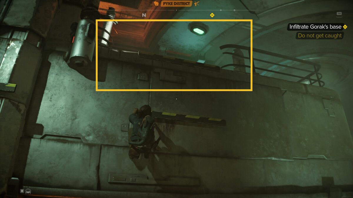 Star Wars Outlaws how to infiltrate Gorak's base: Kay in the Pyke Syndicate district.