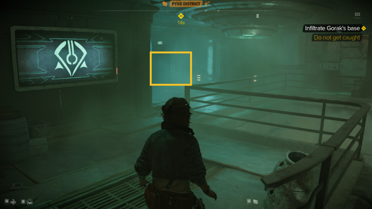 Star Wars Outlaws how to infiltrate Gorak's base: Kay in the Pyke Syndicate district.