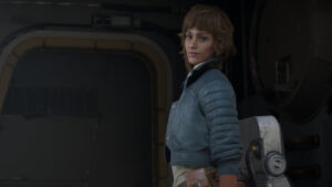 Star Wars Outlaws quest list: Kay onboard the Trailblazer.