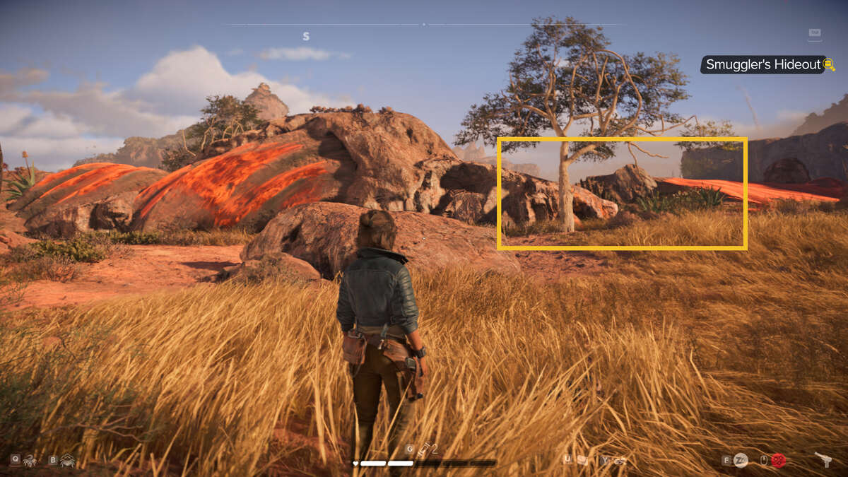 Star Wars Outlaws Smuggler's Hideout: Kay exploring near Typhon's Rock.