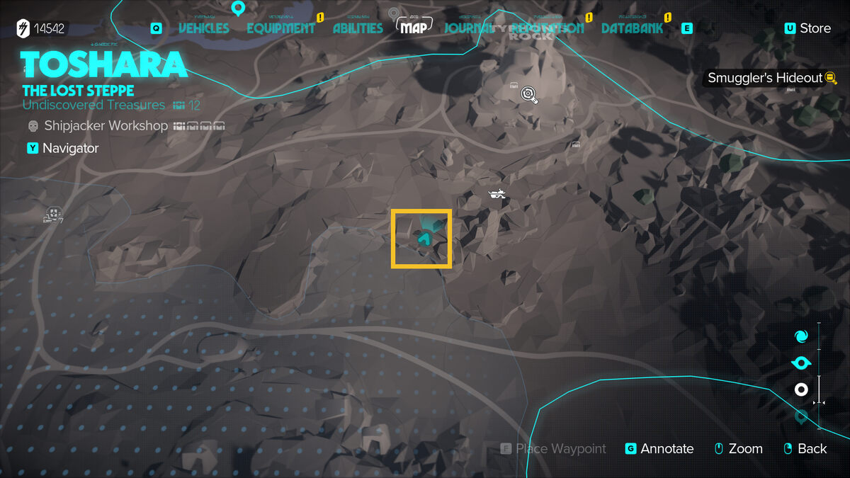 Smuggler's Hideout map location. Captured by VideoGamer